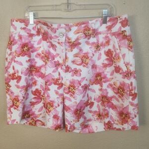 Isaac Mizrahi Pink Floral Bermuda Shorts Size 16 (5734)